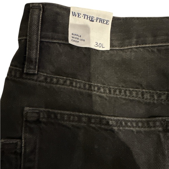 FREE PEOPLE WE THE FREE WOMENS RIPPLE WIDE LEG CROP DENIM 30 - Picture 12 of 16
